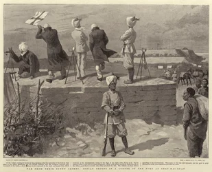 Weit weg von ihren sonnigen Klimazonen, indische Truppen in einer Ecke des Forts in Shan-Hai-Quan